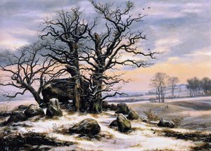 Megalithský hrob v zimě od Caspar David Friedrich